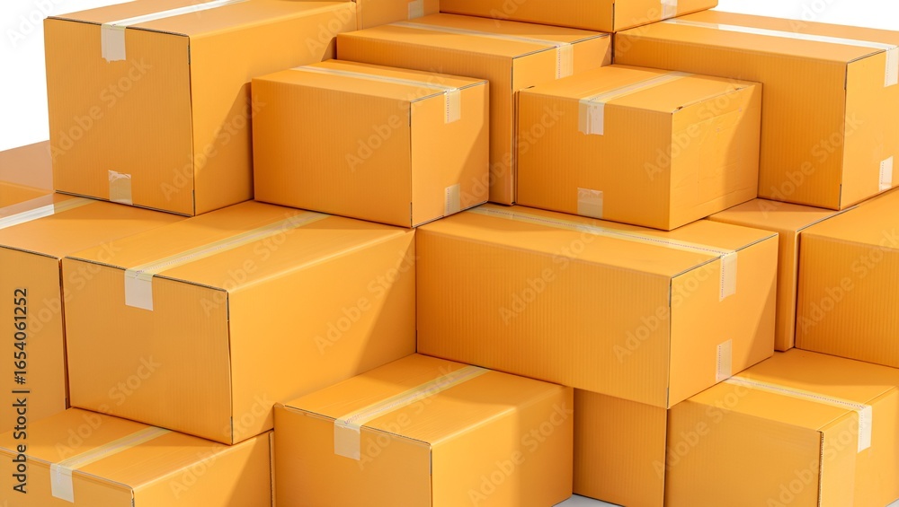 Obraz premium A neat stack of cardboard boxes showcases organization and efficient packing for storage purposes.