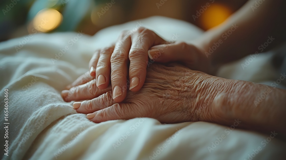 Fototapeta premium A compassionate nurse comforts a patient in their final moments