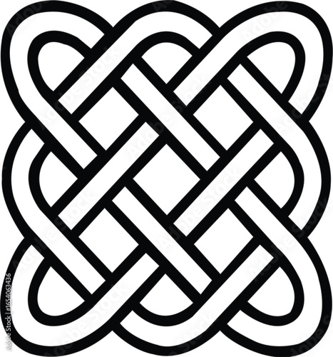 celtic knot pattern Knitted style fabric and textile line icon. Cashmere, wool, silk, cotton, yarn, industry.