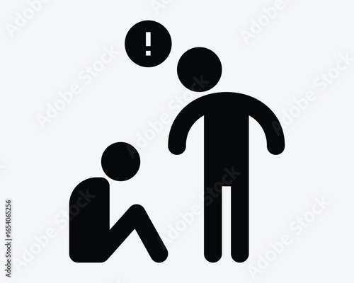 Reprimand Icon Scold Scolding Repremanding Discipline Angry Emotional Argue Authority Furious Warn Man Stick Figure Symbol Sign Warning Threatening