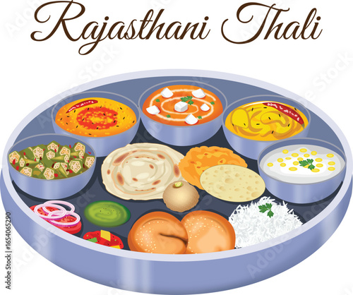 Traditional Rajasthani Food Thali Stock Vector Illustration (Royalty Free)