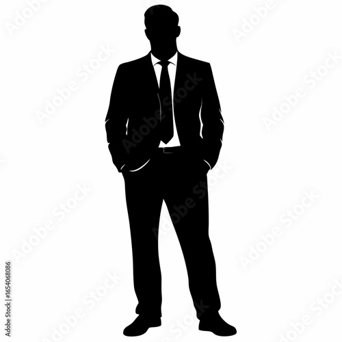 standing businessman in suit silhouette