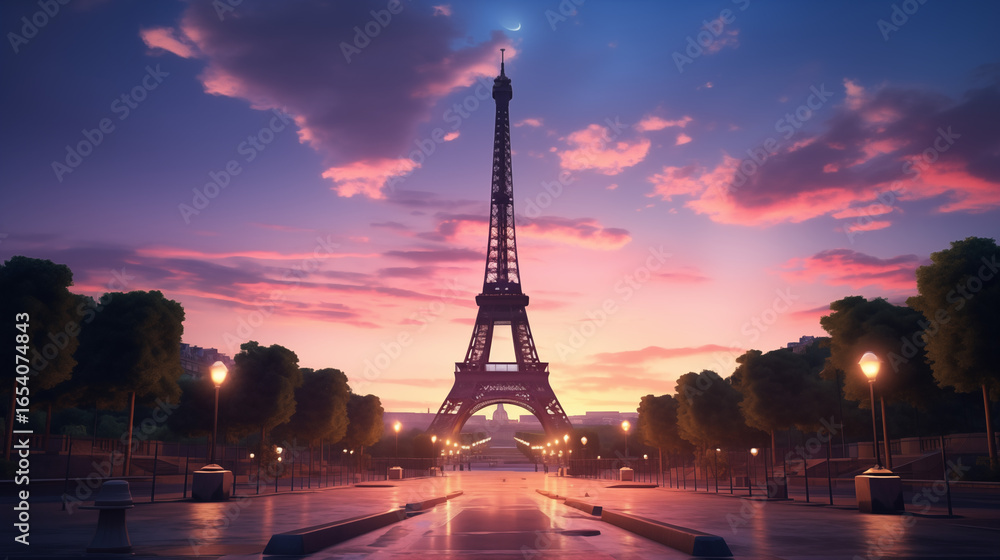 Naklejka premium Eiffel Tower Evening View