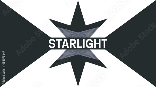 A graphic design featuring a star with the word starlight across it against a black and white background