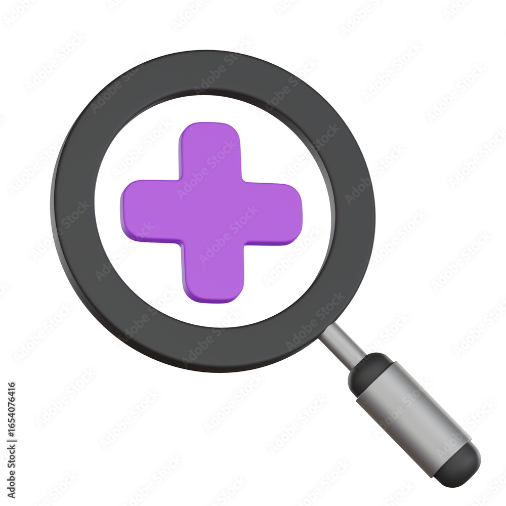 Obraz premium Magnifying glass with plus sign User Interface 3D icon