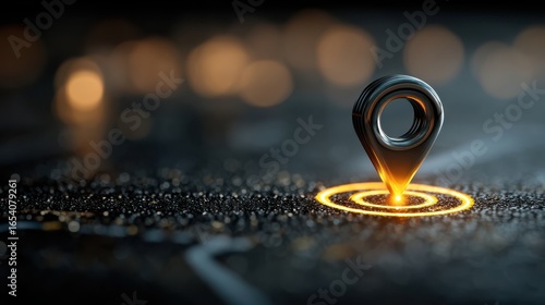 Wallpaper Mural A glowing location pin stands out against a dark, textured background, symbolizing navigation and connectivity in a digital world. Torontodigital.ca