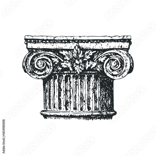 Ionic Column Capital Ornate Greek Architecture Element