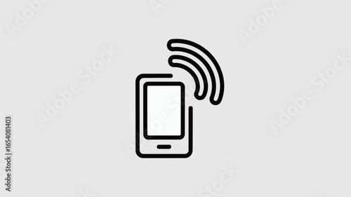 A simple line drawing of a smartphone with wifi waves emanating from the top right corner icon