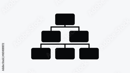 A simple black and white illustration of a hierarchical chart with connected rectangular shapes