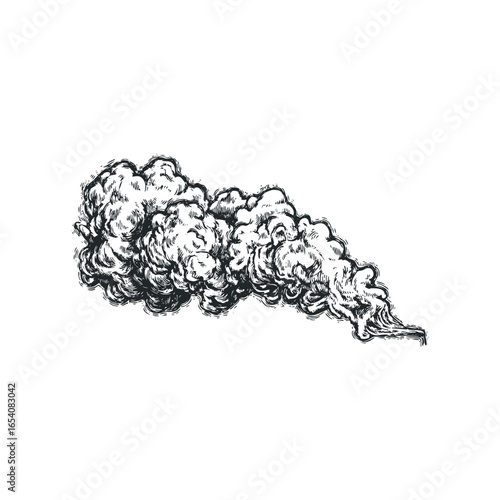 Detailed Hatchwork Cloud Shape in Black and White