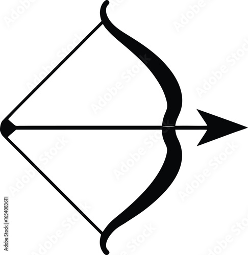 unique style bow and arrow silhouette vector illustration.