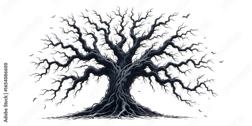 Fototapeta premium Creepy Dead Tree Vector Illustration