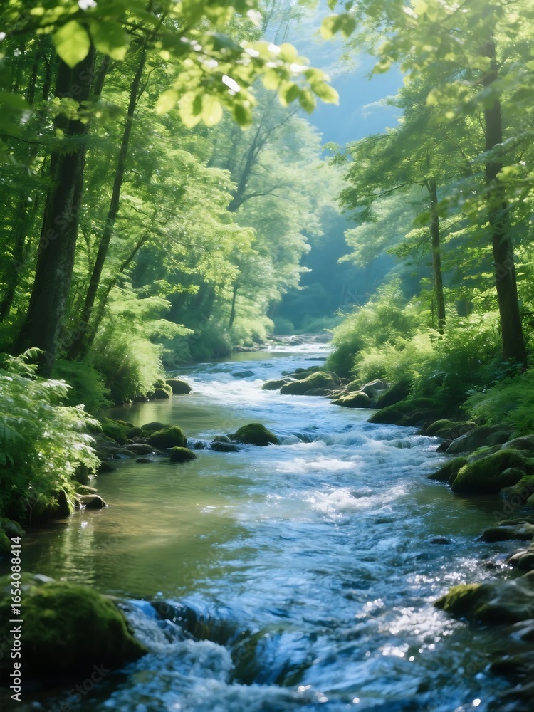 Obraz premium Summer’s Serenity A rolling stream with the ultimate ambience of pure nature