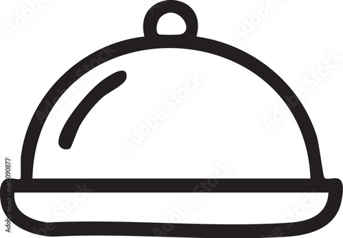 A line drawing of a cloche, a food cover.