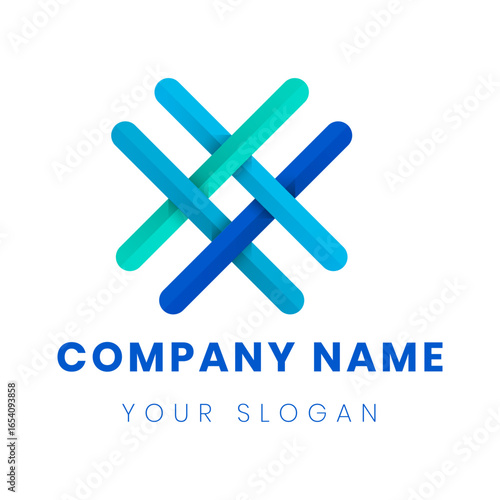 Abstract Blue Cross Logo Design for Company Branding