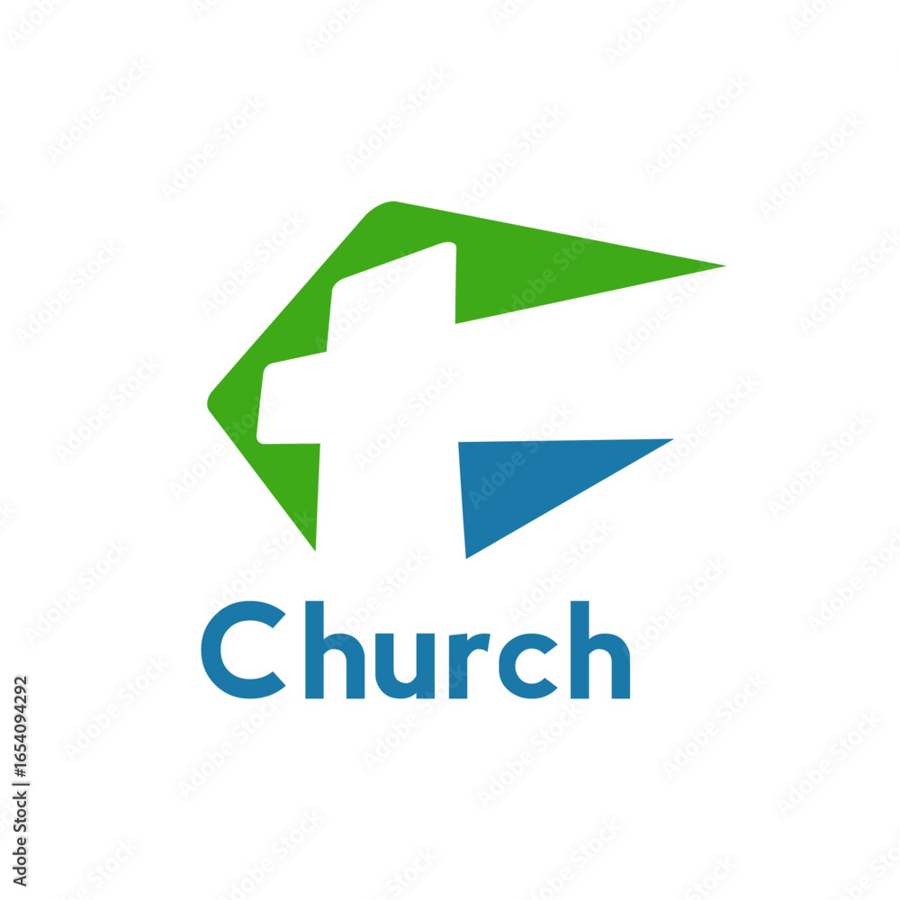 Obraz premium Modern Christian Church Logo Design with Abstract Cross Symbol for Faith Community
