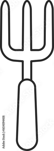 Garden hand fork line icon clip art gardening tool for soil digging and cultivating tasks.
