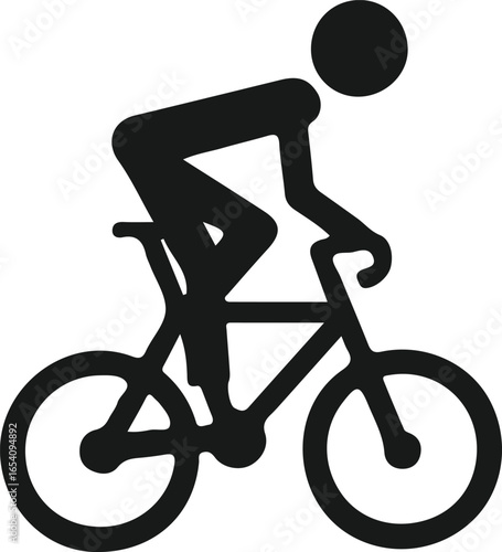 Simple black silhouette of a cyclist riding a bicycle