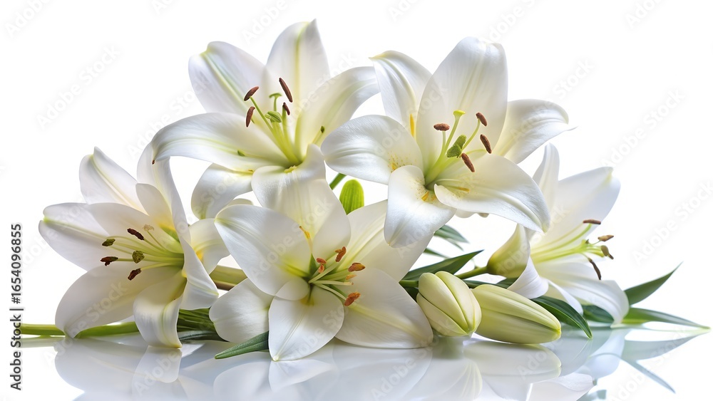 Fototapeta premium White lilies isolated on white background