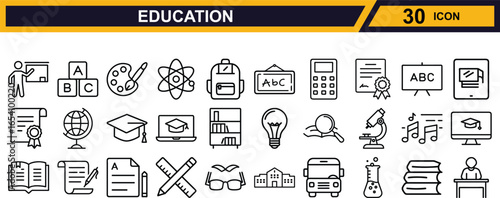 Vector art of education icons isolated on white background