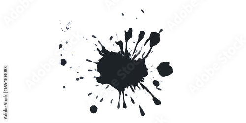 Dramatic Black and White Ink Splats . Black color splash	