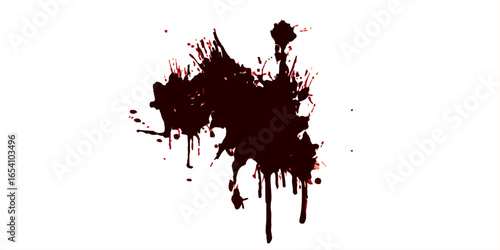 Set of Red blood splashed isolated on white background. Set of blood stains	