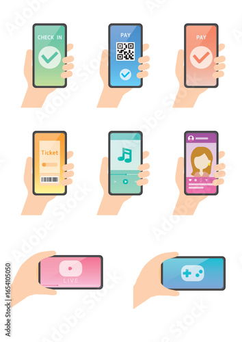 スマホを持つ手　セット