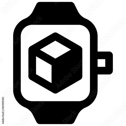Smartwatch. Outlined stroke vector icon with black-filled details.