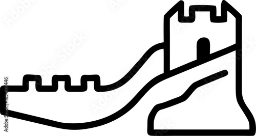 Iconic great wall of china landscape illustration showcasing ancient chinese architecture and historical landmark in a stylized vector graphic