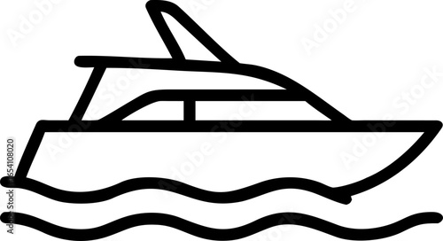 Elegant nautical illustration of a sleek yacht sailing on calm waters under a clear sky