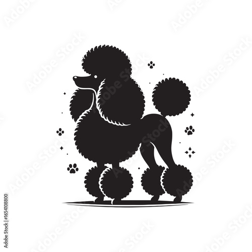 Elegant Poodle Dog Vector Silhouette Art, Stylish Pet Outline Design, Groomed Canine Shape, Decorative Graphic for Logo, Sticker, Print, Clipart, and Creative Digital Projects.
