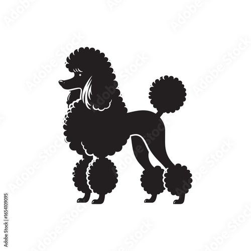 Elegant Poodle Dog Vector Silhouette Art, Stylish Pet Outline Design, Groomed Canine Shape, Decorative Graphic for Logo, Sticker, Print, Clipart, and Creative Digital Projects.
