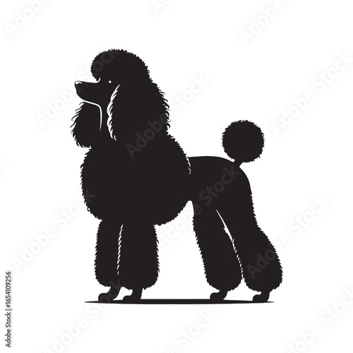Elegant Poodle Dog Vector Silhouette Art, Stylish Pet Outline Design, Groomed Canine Shape, Decorative Graphic for Logo, Sticker, Print, Clipart, and Creative Digital Projects.
