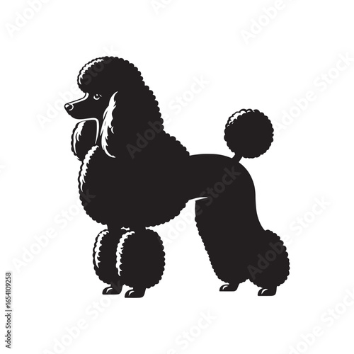 Elegant Poodle Dog Vector Silhouette Art, Stylish Pet Outline Design, Groomed Canine Shape, Decorative Graphic for Logo, Sticker, Print, Clipart, and Creative Digital Projects.
