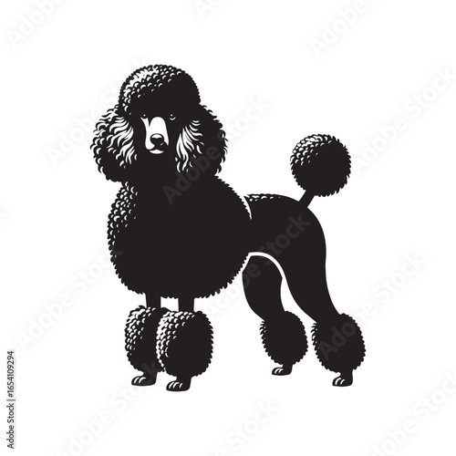 Elegant Poodle Dog Vector Silhouette Art, Stylish Pet Outline Design, Groomed Canine Shape, Decorative Graphic for Logo, Sticker, Print, Clipart, and Creative Digital Projects.

