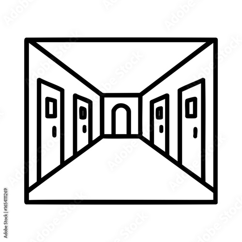 Prison Hallway Icon – Cell Block Corridor View