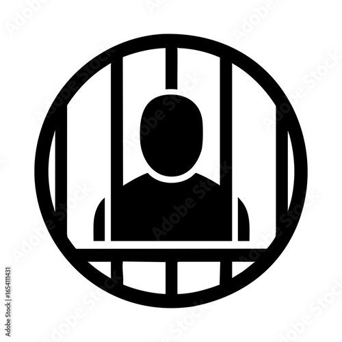 Inmate Behind Bars Icon for Prison and Justice Concepts