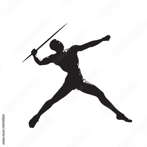 Silhouette of an Athlete Throwing Javelin - Vector Illustration