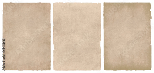 Vintage paper texture background set, old parchment sheet for design and retro antique effect