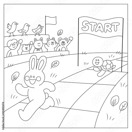 Cute Running Animals Coloring Page