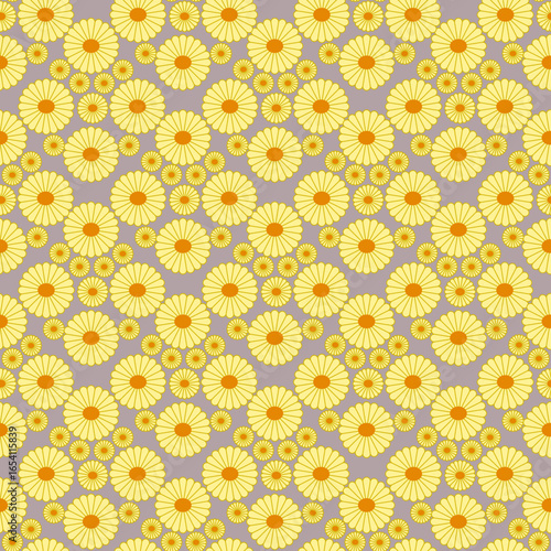 Yellow daisy seamless pattern with flat design