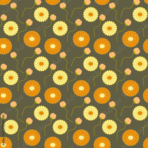 Daisy seamless pattern with flat design