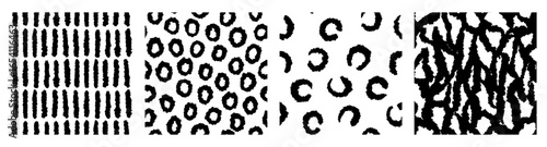 Set Aesthetic Contemporary printable seamless pattern with abstract line, dot, shape brush stroke in black and white colors. Boho background in minimalist style vector Illustration for wallpaper 