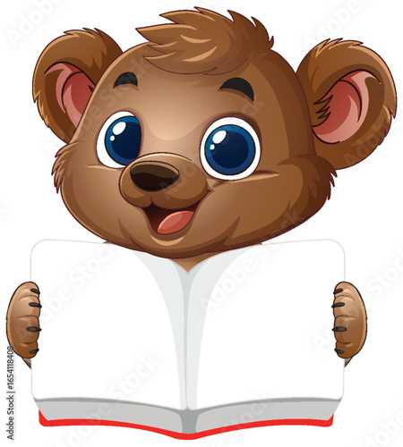Cute Bear Reading a Book