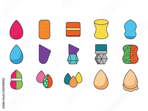 Vibrant Makeup Applicators: A curated collection of vibrant makeup applicators, each in unique shapes and colors, ready to inspire creativity in beauty routines. 