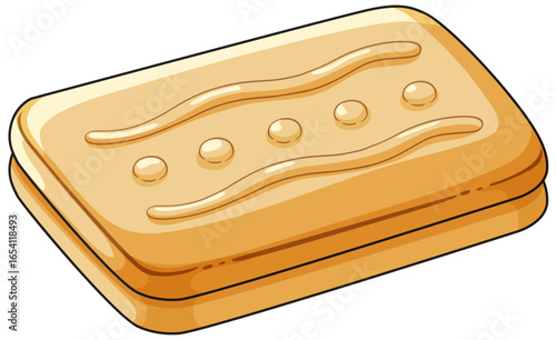 Rectangular Shortbread Biscuit with Decorative Pattern