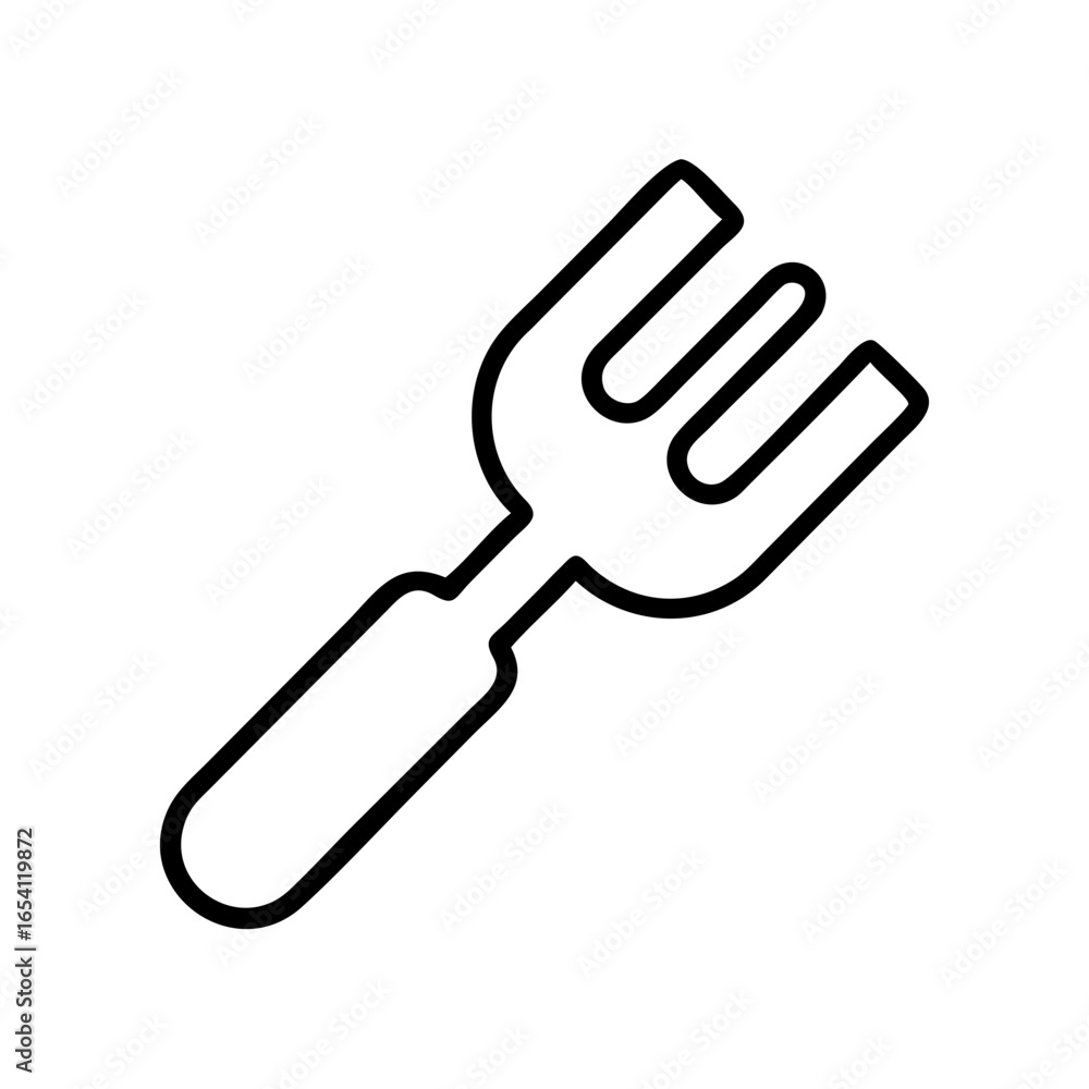 Gardening fork icon in minimalist style with black outline Gardening fork icon in minimalist style with black outline