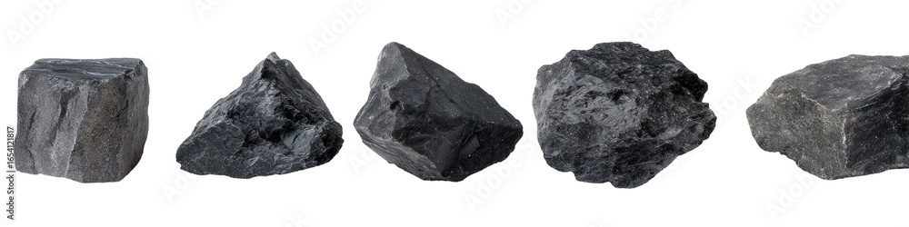 Obraz premium Five gray, irregular rock shapes