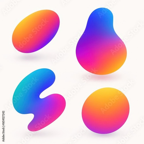 Colorful Abstract Shapes on White Background