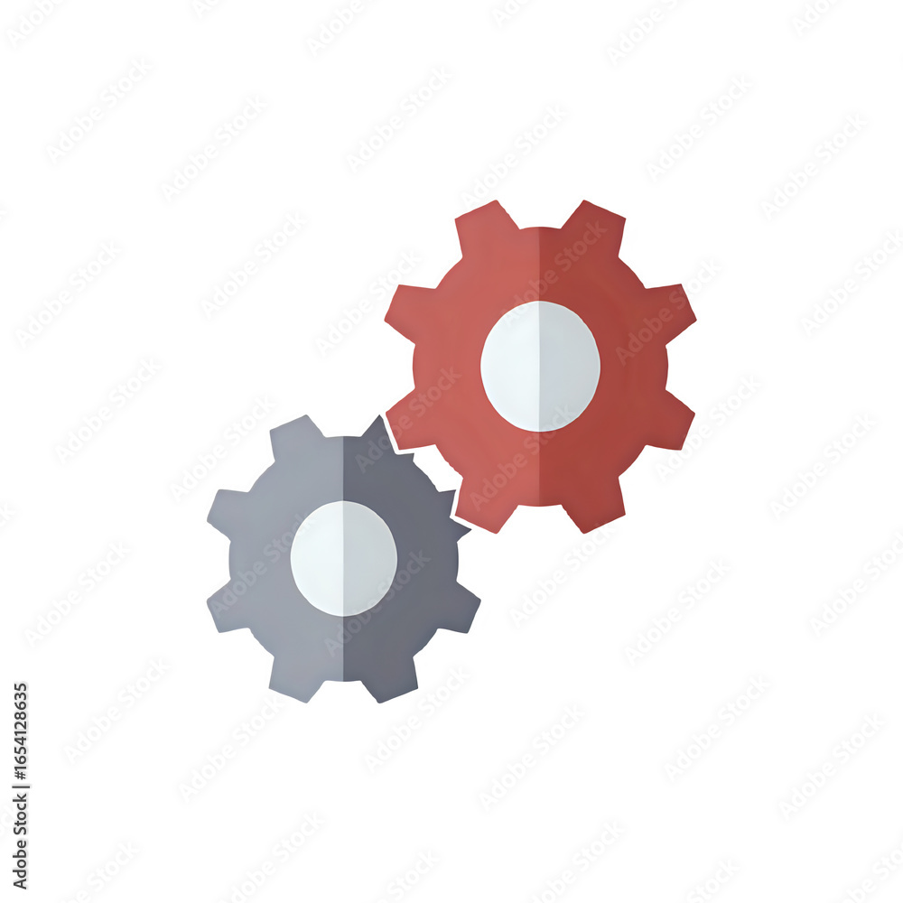 Two interlocking gears isolated on transparent background Two interlocking gears isolated on transparent background